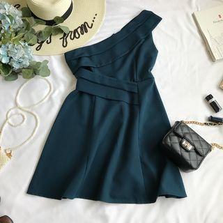 Single Shoulder Mini A-line Dress