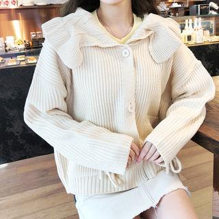 Capelet Rib Knit Cardigan
