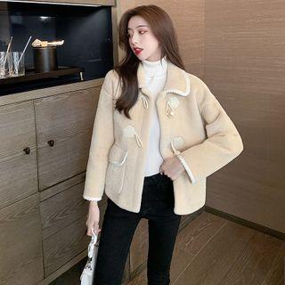 Faux Pearl Toggle-front Coat