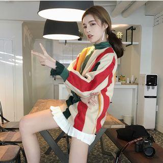 Mock Two Piece Striped Sweatshirt