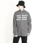 Long-sleeve Striped Lettering Shirt