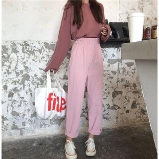 High-waist Straight-cut Casual Pants