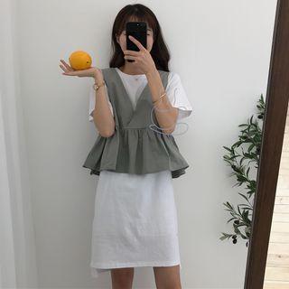 Set: Crew-neck Short-sleeve T-shirt + V-neck Vest