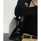 Rectangular Cowhide Shoulder Bag Black - One Size