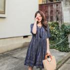 Tassel-neck High-waist Pattern Dress