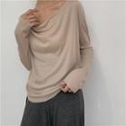 Long-sleeve Plain Top / Wide Leg Pants