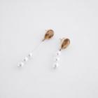 Asymmetric Faux-pearl Drop Earrings Brown - One Size