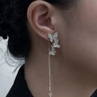 Butterfly Rhinestone Asymmetrical Alloy Dangle Earring