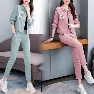 Set: Corduroy Button Jacket + Straight Fit Pants