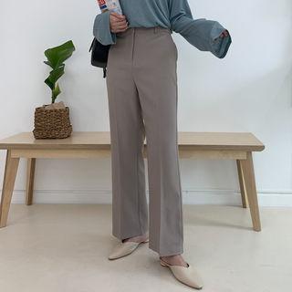Hidden Band-waist Colored Boot-cut Dress Pants