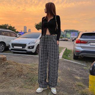 Couple Tweed Wide-leg Pants