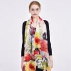 Fray Hem Printed Wool Scarf