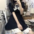 Sailor-collar Bow-accent Mini Dress