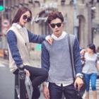 Color-block Matching Couple Sweater
