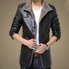 Fleece-lined Faux Leather Jacket