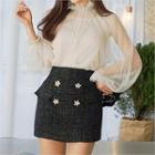 Embellished Tweed Mini Pencil Skirt