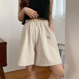 Moon Print Straight-fit Shorts