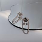 Faux Gemstone Chain Alloy Dangle Earring 1 Pair - S925 Silver Needle - Earring - Silver - One Size