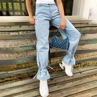 Gather-cuff Harem Jeans