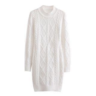 Open Back Cable Knit Mini Sweater Dress