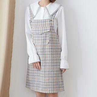 Plaid Pinafore Dress 23 - Light Gray - One Size