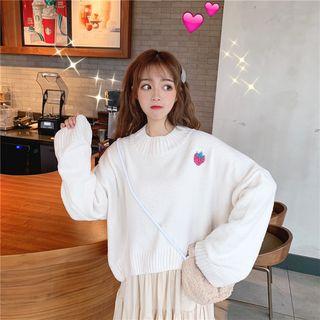 Embroidery Strawberry Knit Sweater