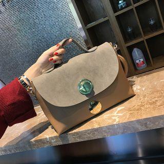 Faux-suede Color-block Satchel