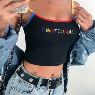 Lettering Print Crop Camisole Top