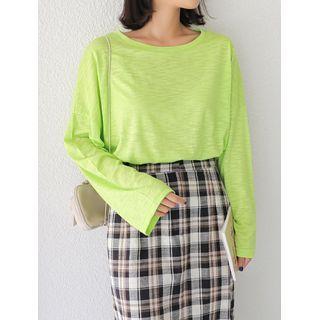 Slit-front Maxi Plaid Skirt