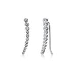 925 Sterling Silver Fashion Simple Geometric Line Cubic Zircon Earrings Silver - One Size