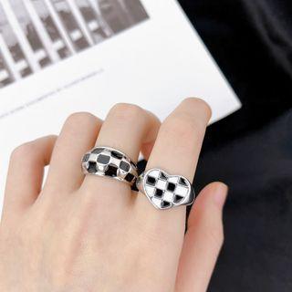 Checker Heart Open Ring