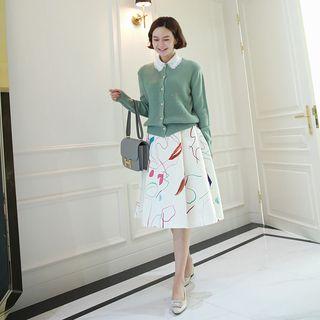 Painting Print Midi Flare Skirt