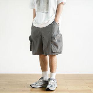 Zip Detail Wide Leg Cargo Shorts