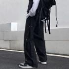 Side Buttoned Wide-leg Pants
