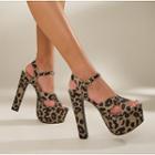 Block Heel Platform Leopard Print Sandals