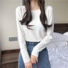 Long-sleeve Rolled Plain Top