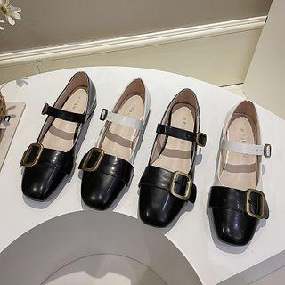 Faux Leather Block-heel Mary Jane Shoes