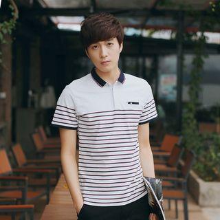 Short-sleeve Stripe Contrast-trim Polo Shirt