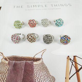 Rhinestone Disc Open Ring Random Colors - One Size