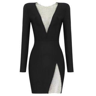 Rhinestone Mini Bodycon Dress