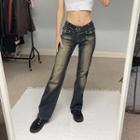 Low Waist Washed Straight Leg Jeans
