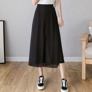 Mock Two-piece Cropped Wide-leg Pants