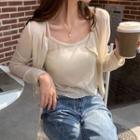 Set : Long-sleeve Button-up Cardigan + Camisole Top