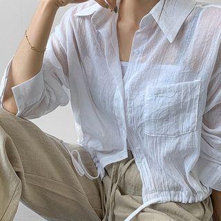 Tie-hem Loose-fit Crop Shirt