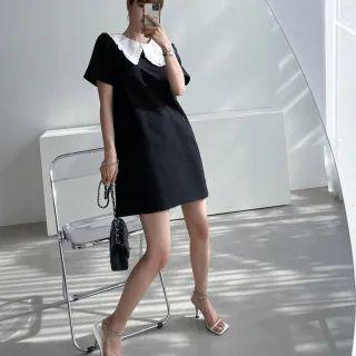 Frilled-collar A-line Minidress