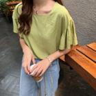 Square-neck Flared-sleeve T-shirt