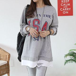 Layered-hem Printed Oversized Pullover