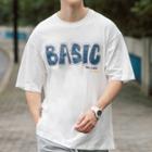 Lettering Applique Round-neck Short-sleeve T-shirt
