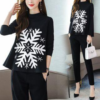 Long-sleeve Print T-shirt / Pants / Set