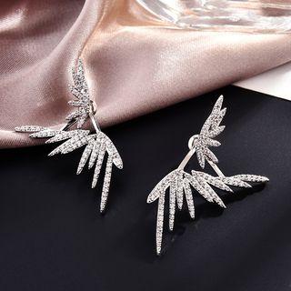 Rhinestone Wings Earring 1 Pair - Silver Needle - As Shown In Figure - One Size